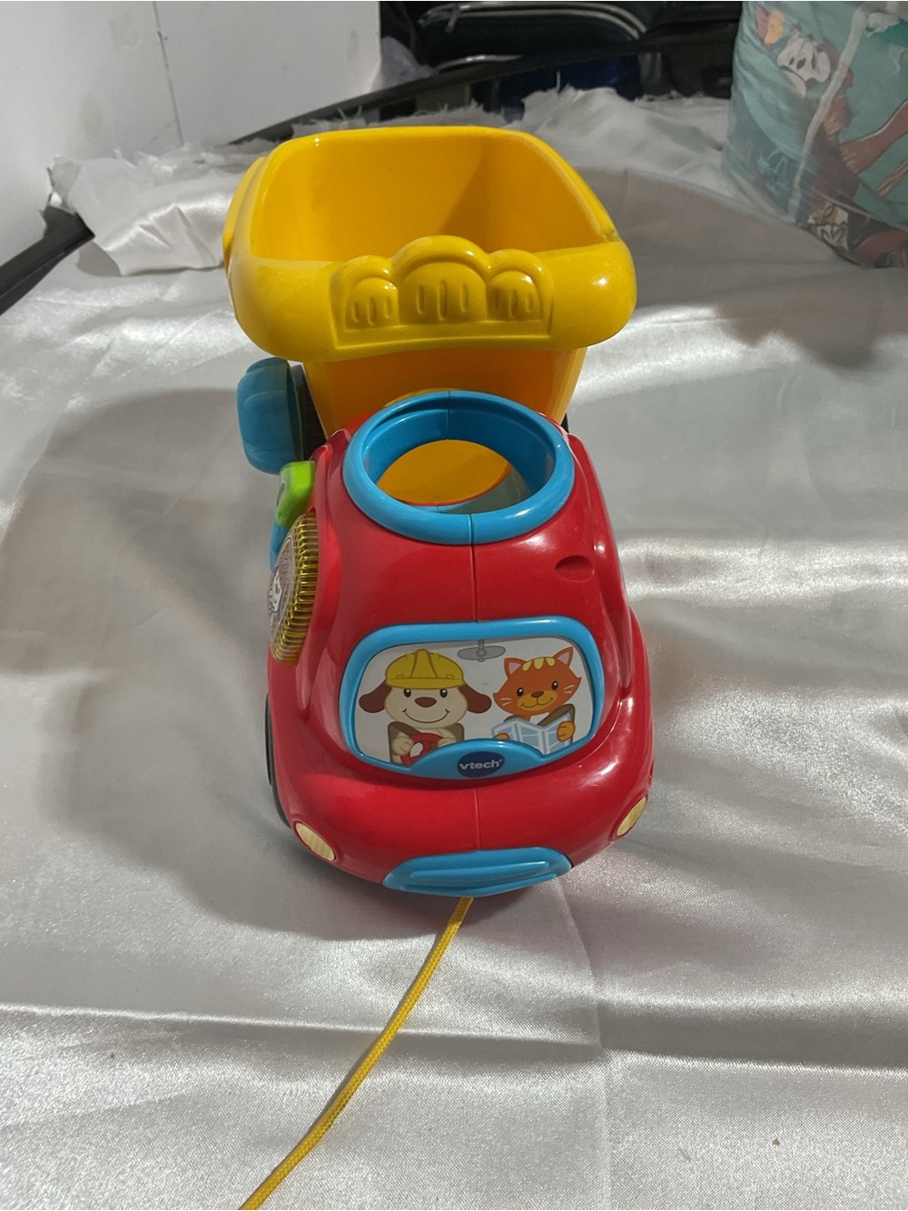 Red & Yellow Pull-Along Dump Truck for Kids